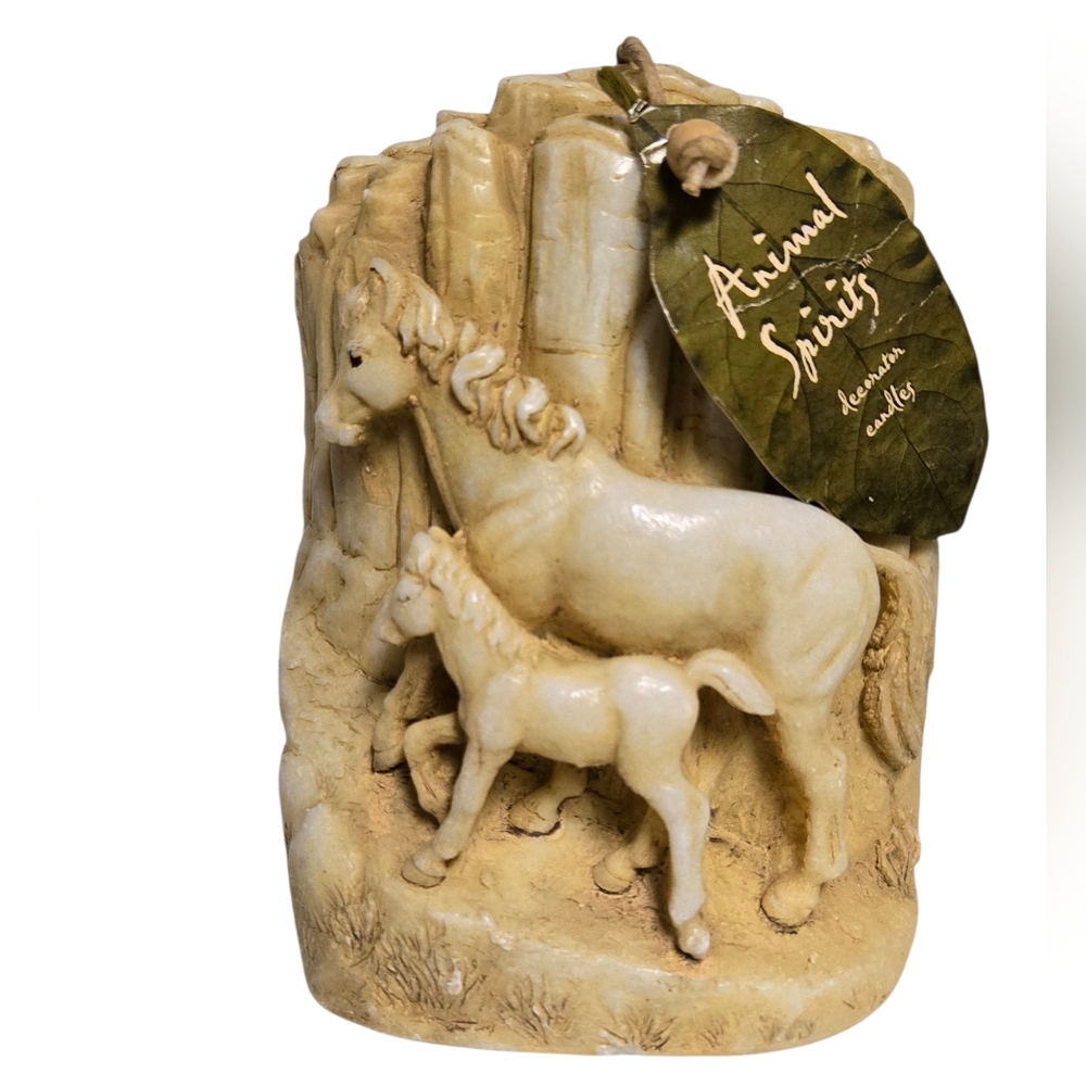 Animal Spirits 3D Horse & Colt sculpted wax pillar candle.